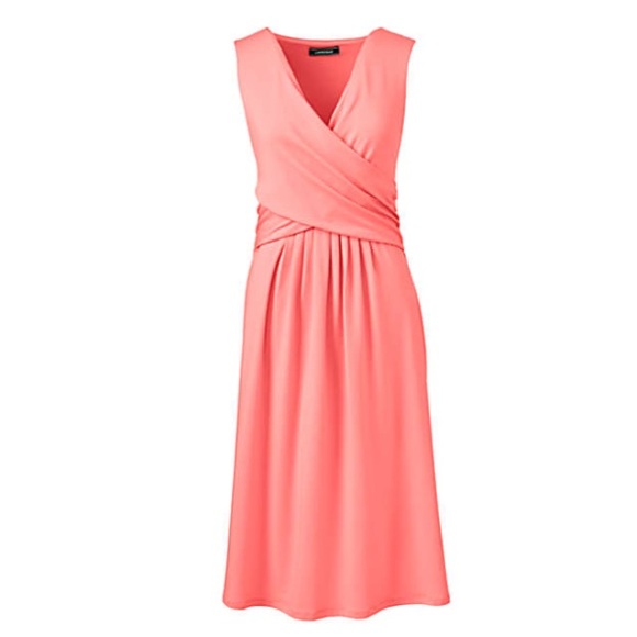 Lands' End Dresses & Skirts - NWOT Lands End Peach Faux Wrap Sun Dress-1X